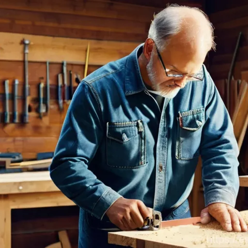 전동 공구 전자파 영향 여부 - **Prompt:** A focused and competent carpenter, in their late 30s to early 40s, is meticulously opera...