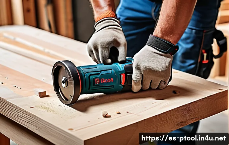 전동 공구 사용 후기 모음 - A detailed workshop scene showing a professional carpenter using a cordless Bosch drill with an 18V ...