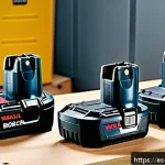 전동 공구 브랜드별 충전기 호환성 - A detailed close-up image of three different cordless power tool battery chargers side by side on a ...